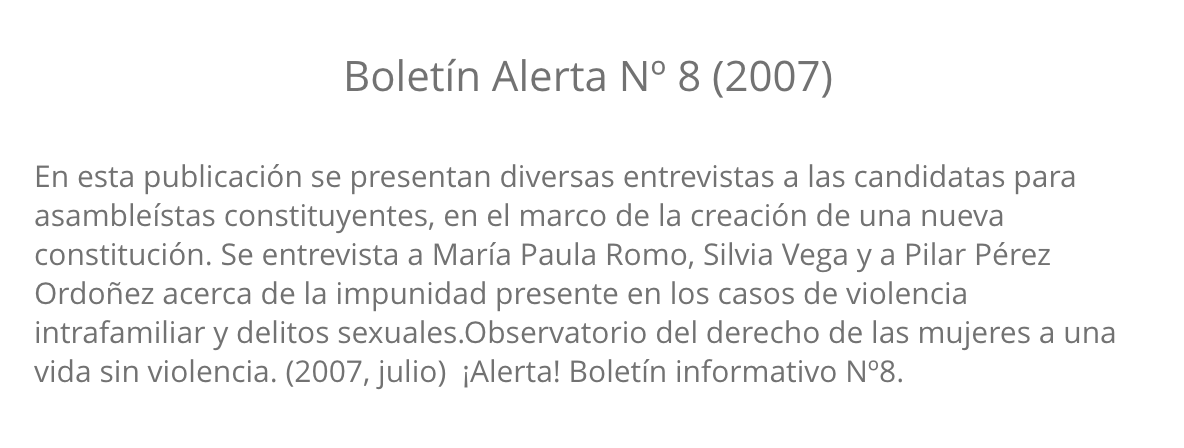 Boletín Alerta Nº 8 (2007)